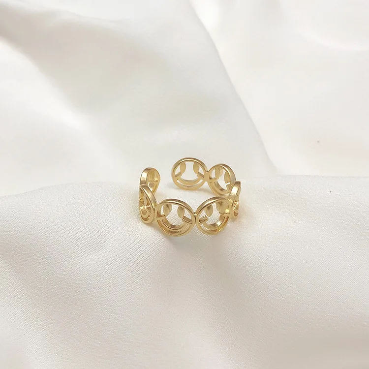 

New Trend Cute Personality Gold Happy Smile Rings For Women Men Fashion Korea Finger Jewelry Gift 2022