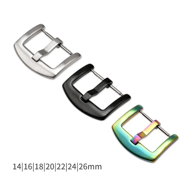 

Metal Watch Band Buckle 16mm 18mm 20mm 22mm 24mm 26mm Men Watchband Strap Silver Black Stainless Steel Clasp Accessories