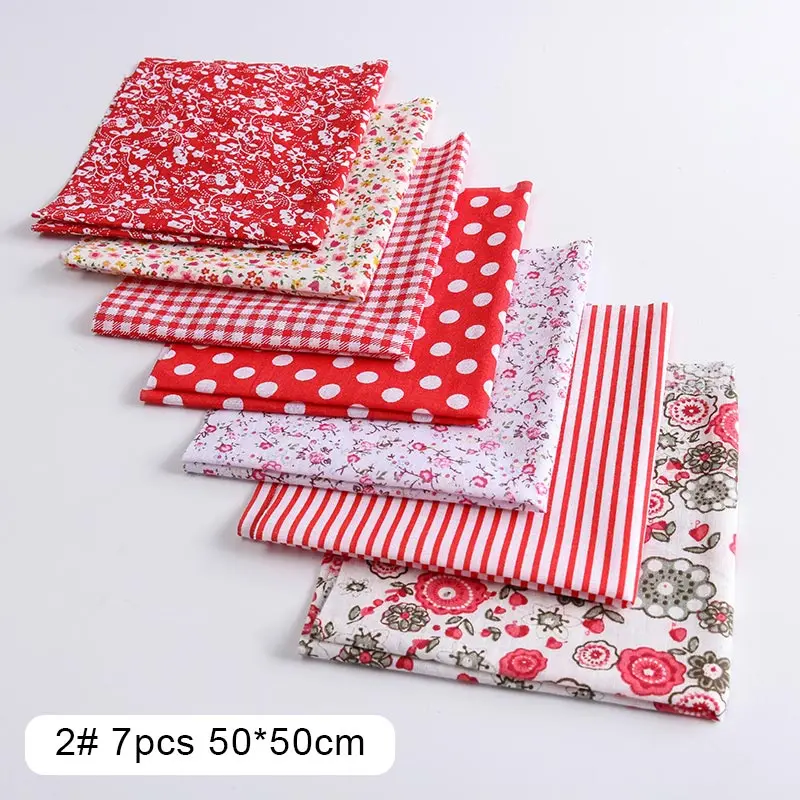 

50*50Cm Mix Colors Printed Fabrics Cotton Patchwork Children Fabrics For DIY Needlework Handmade Accessories T7866-2