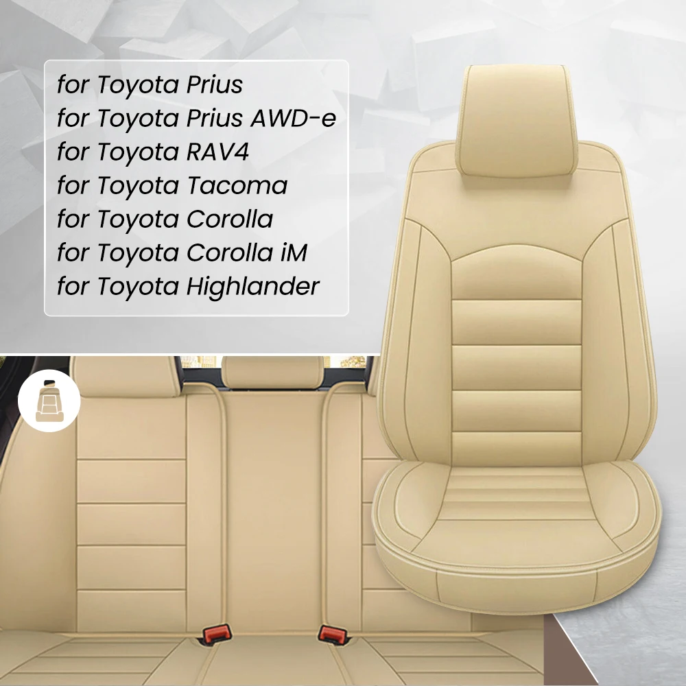 

Seat Cover For Toyota Camry for Corolla RAV4 Beige Car For SUV 5-Front Leather