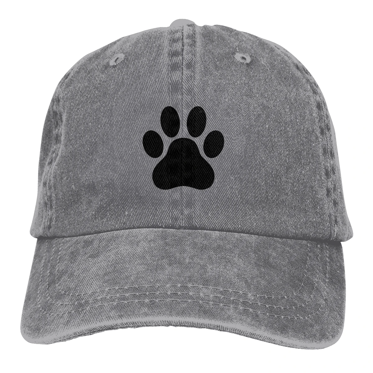 Black Dog Paw Washed Cotton Pure Color Light Board Men's Baseball Cap Stitching Dad Hat