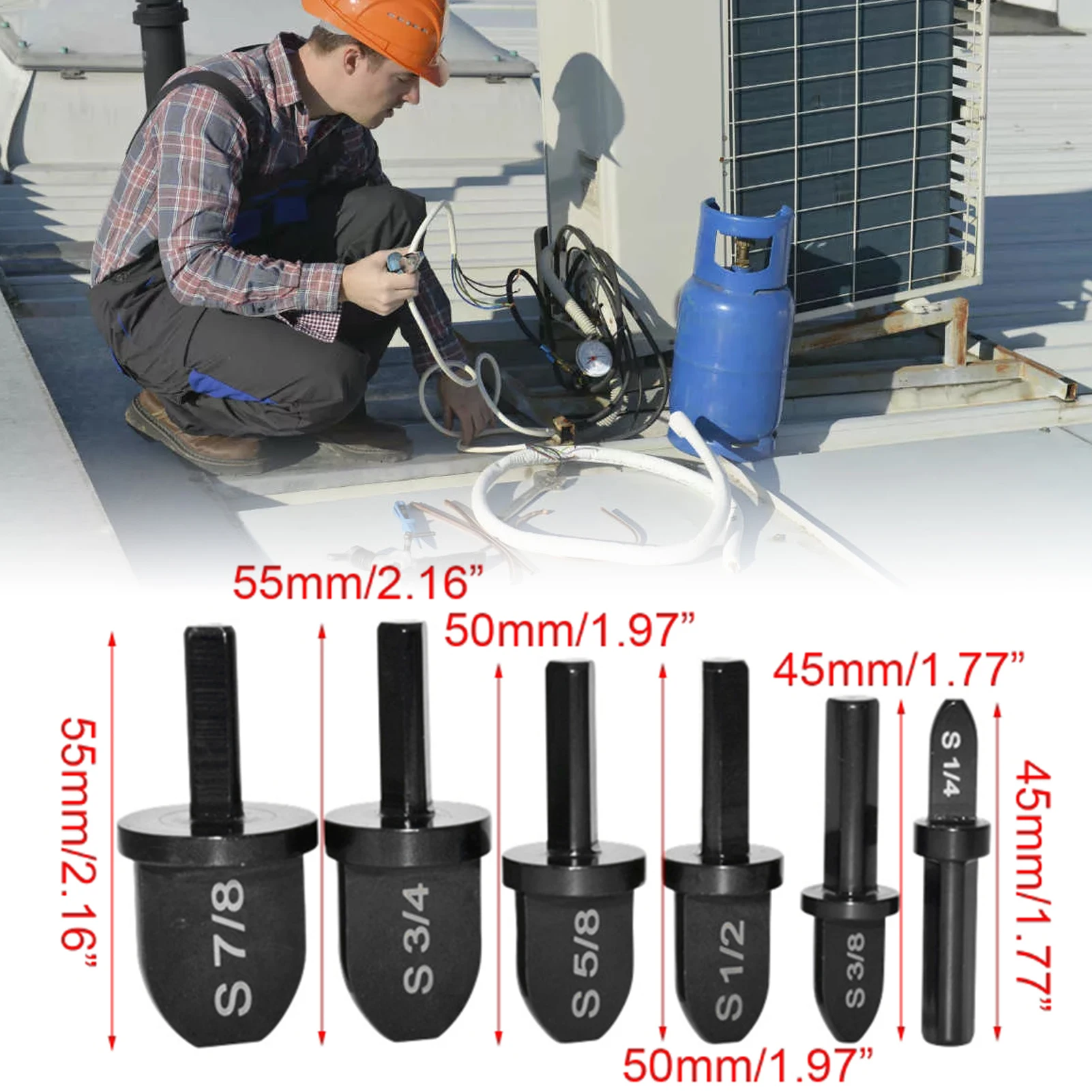 

6pcs Tube Pipe Expander Support For Air Conditioner Conditioning Swaging Tool 7/8 3/4 5/8 1/2 3/8 1/4 Inch