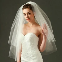 white ivory wedding veil simple tulle two layers bridal veils cheap bride accessories short women veils with free comb