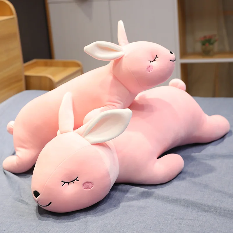 

65cm/80cm/110cm Sweet Soft Pink Rabbit Plush Toy Cartoon Animal Bunny Stuffed Doll Bed Nap Pillow Cushion Gift for Girlfriend