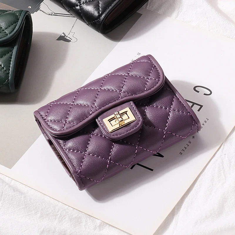Purple Новинка, натуральная кожа, держатель для карт, женские сумки для кредитных карт, ID, паспорта, визитных карточек, модный дизайнерский кошелек, короткий кошелек - Цвет: Purple
