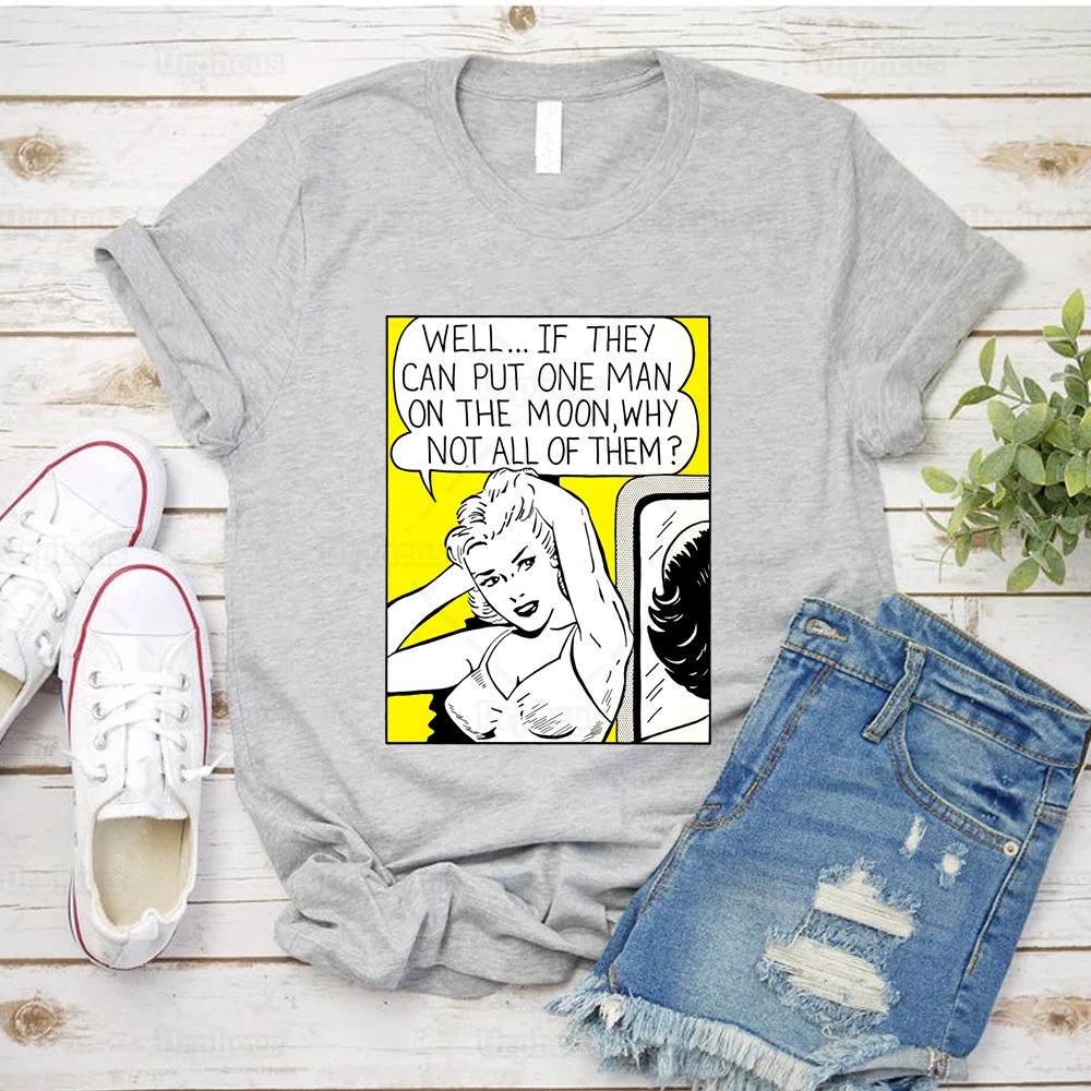 Забавная Ретро футболка в стиле 90-х/80-х из 100% хлопка надпись один на Луне Почему не