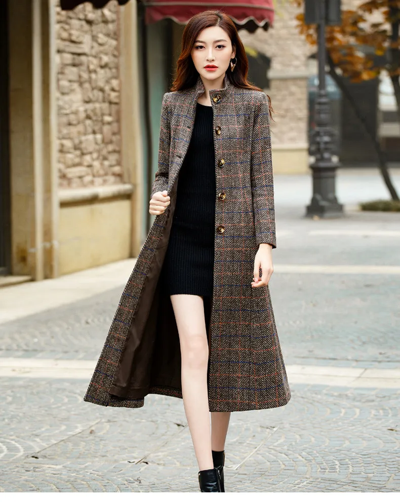 Шерстяное пальто женские высококачественные классические длинные шерстяные
