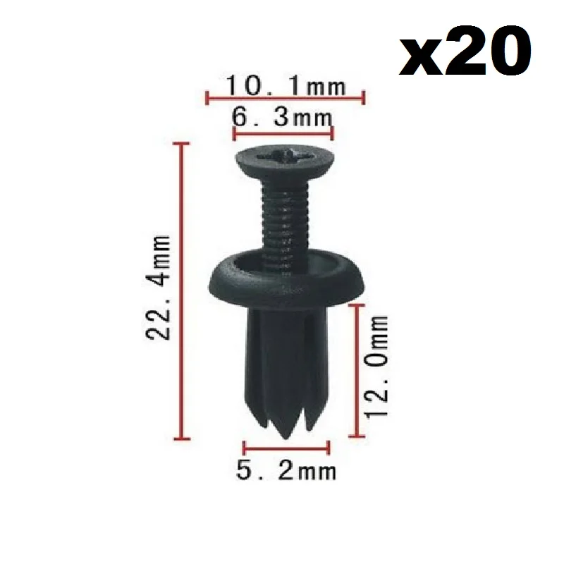 

20x Для Тойота Передняя бамперная панель Push Фиксатор Зажим нейлоновая Застежка заклепки 08 + 90467-05090-B1