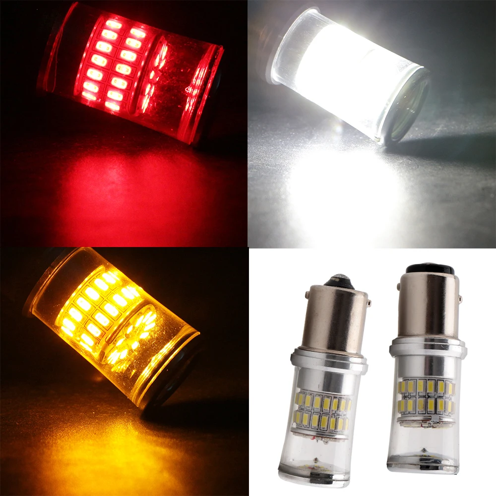 10X DC12V 3014 48 SMD 1156 BA15S 1157 BAY15D белого и красного цветов Янтарная линза СВЕТОДИОДНАЯ