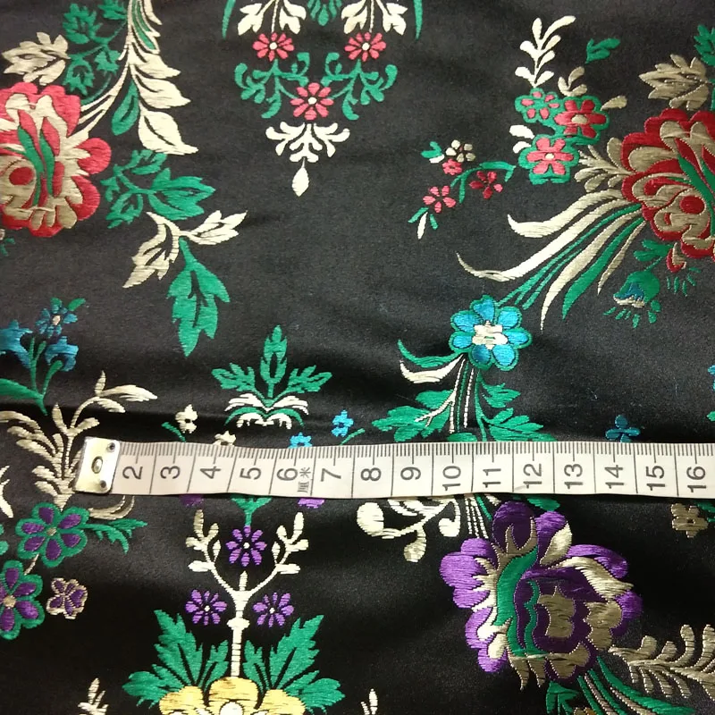 Королевский Черный Цветущий красочный цветы жаккардовая парча ткань 50x72 см