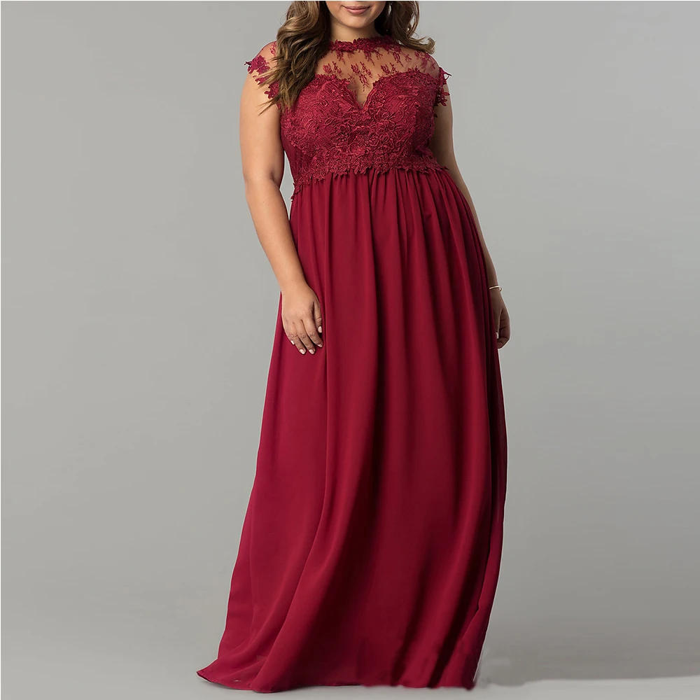 Женское вечернее платье в стиле ретро Красное длинное кружевное без рукавов