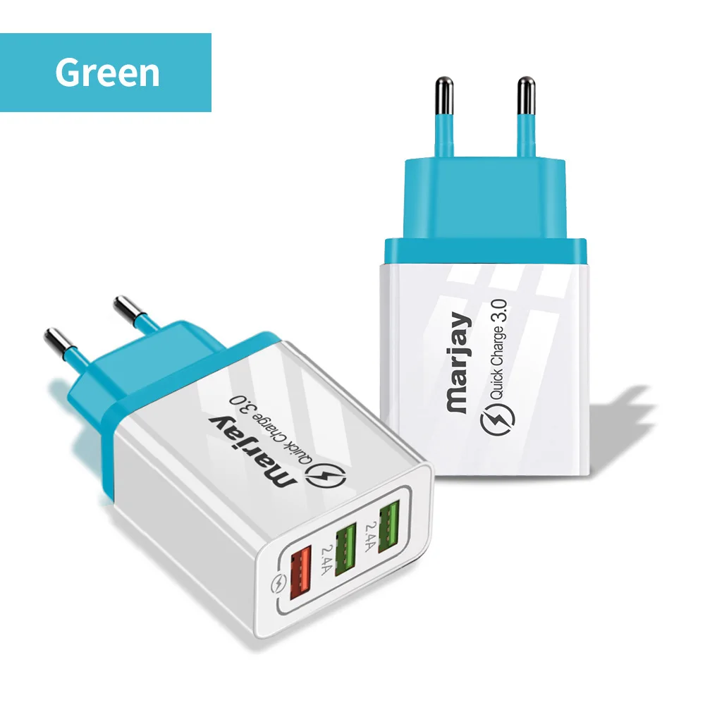 Marjay 3 порта быстрое зарядное устройство QC 3,0 USB зарядное устройство для телефона быстрое зарядное устройство EU зарядное устройство для мобильного телефона для samsung s9 s10 Xiaomi mi9