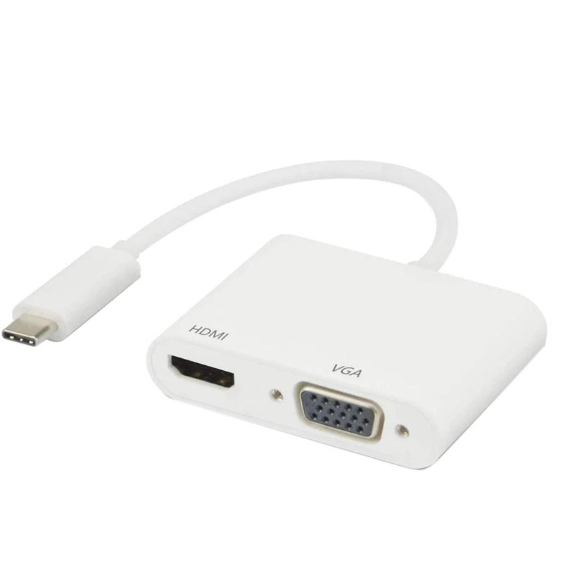 

Адаптер USB C-HDMI-совместимый с VGA, переходник 2 в 1 USB 3,1 Type-C 4K @ 30 Гц для Chromebook DELL Samsung ноутбуков