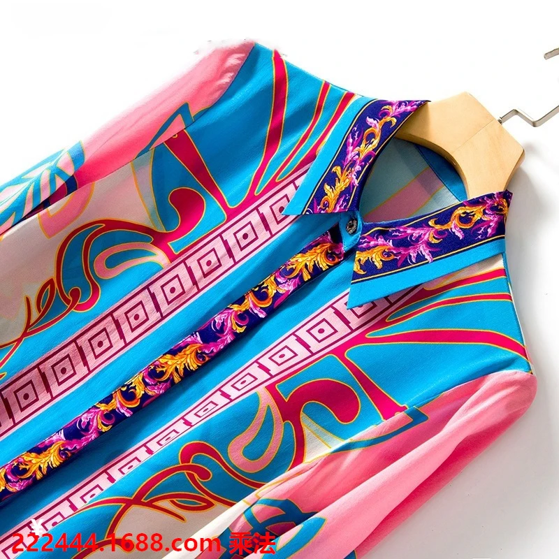 Рубашка с принтом красного и синего цвета Элегантный Приталенный топ длинными