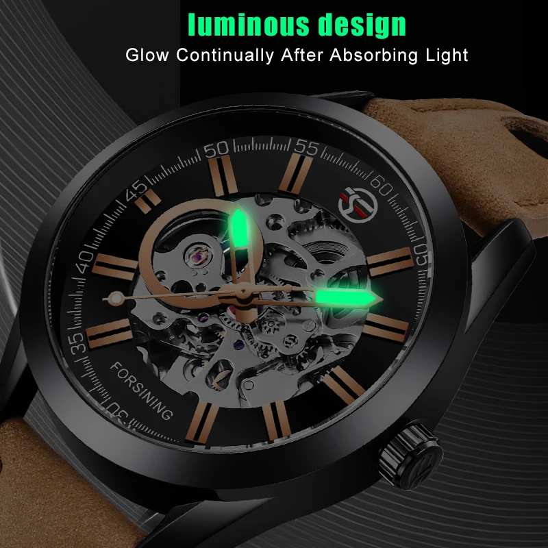 Top Brand FORSINING Casual Sport Series Waterproof Automatic Men Wrist Watch Mechanical Military Skeleton Luminous Hands Watches | Наручные