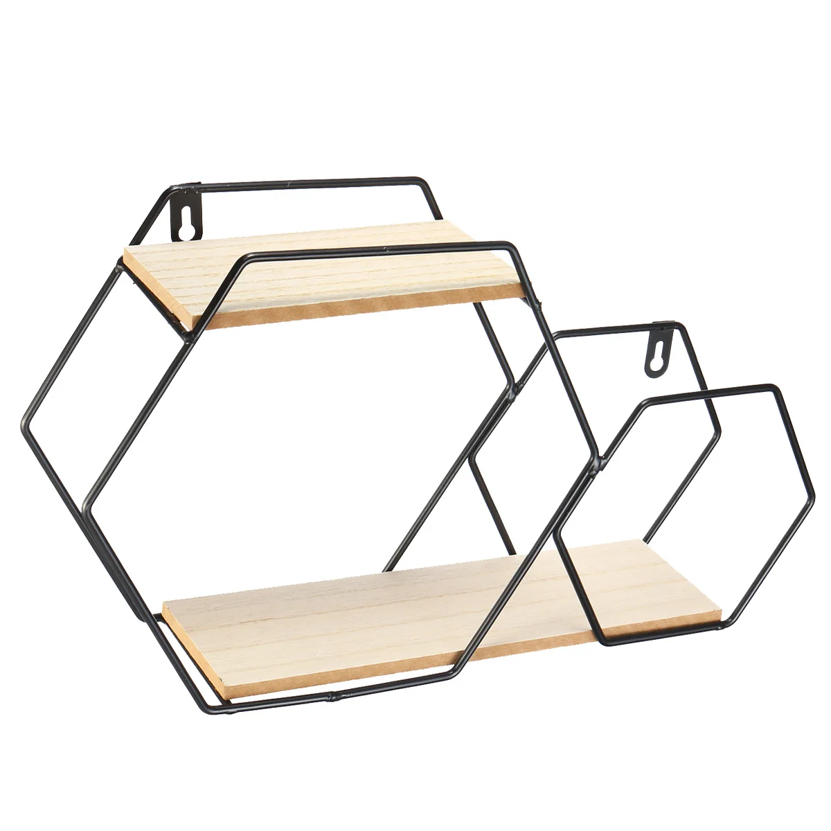 Черный Железная металлическая настенная полка шестиугольник геометрический Золотой подвесной стеллаж для хранения держатель дисплея для кухни ванной комнаты дома декоративные полки - Цвет: Черный