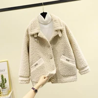 7 colors lamb wool female coat womens fleece fur coat new autumn winter korean style short granular velvet solid jacket s 2xl