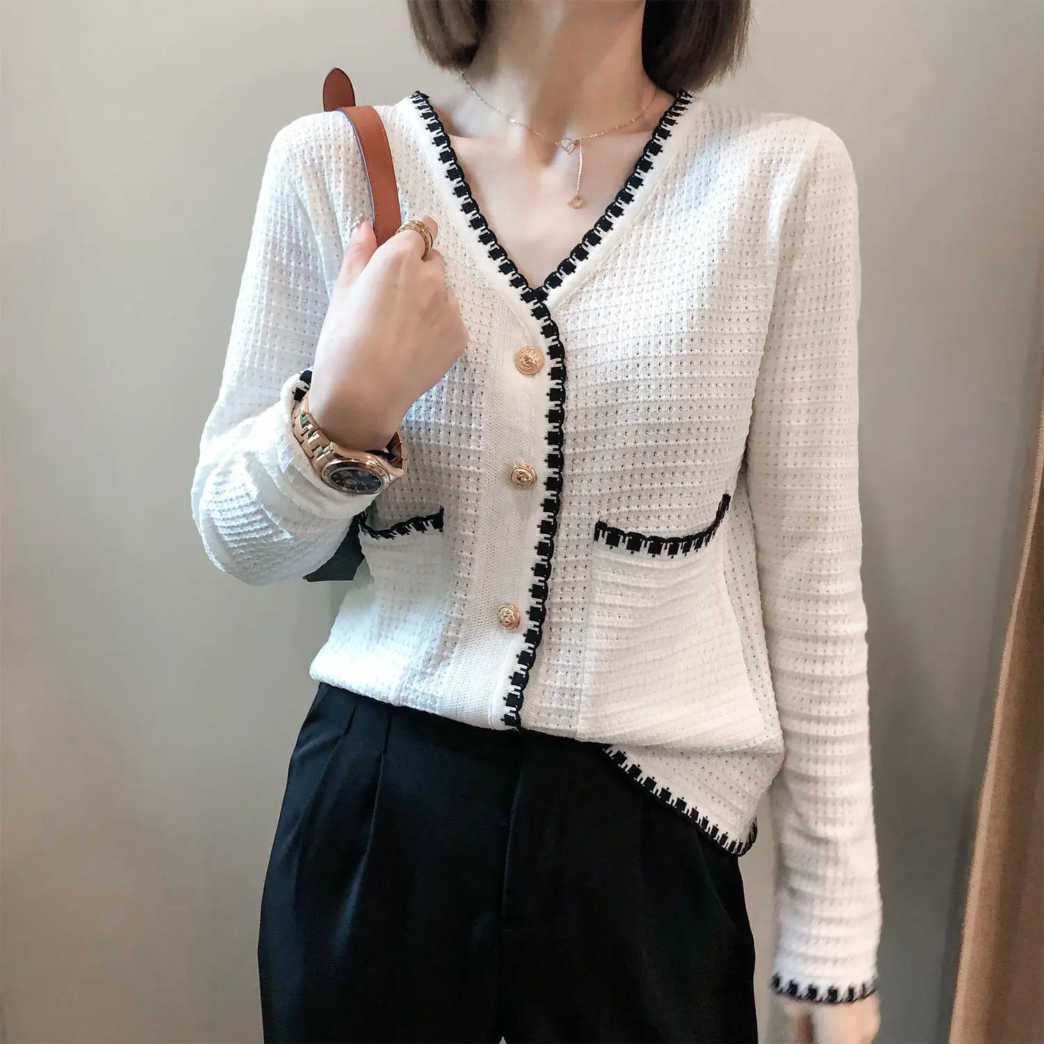 

Women Knitted Sweater And Cardigans Full Sleeve Ladies Office Tops Female Spring And Autumn 2020 New Vintage Sweater