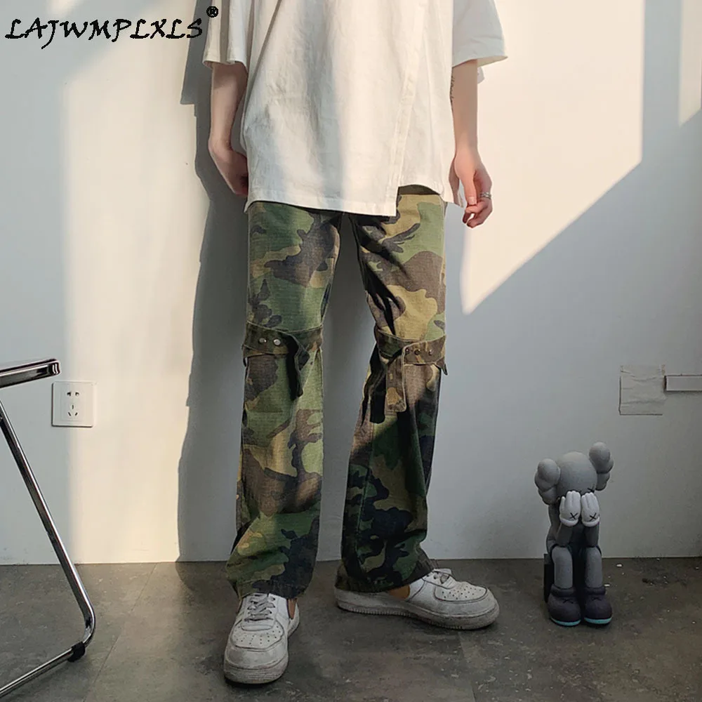 

Knee strap camouflage overalls streetwear men cargo pants hip hop military joggers mens clothing trousers