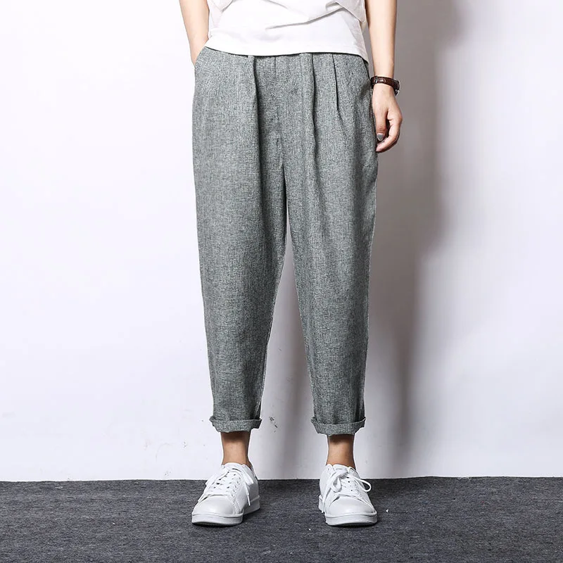 Брюки MRMT мужские из хлопка и льна Брендовые повседневные штаны свободные лето 2021