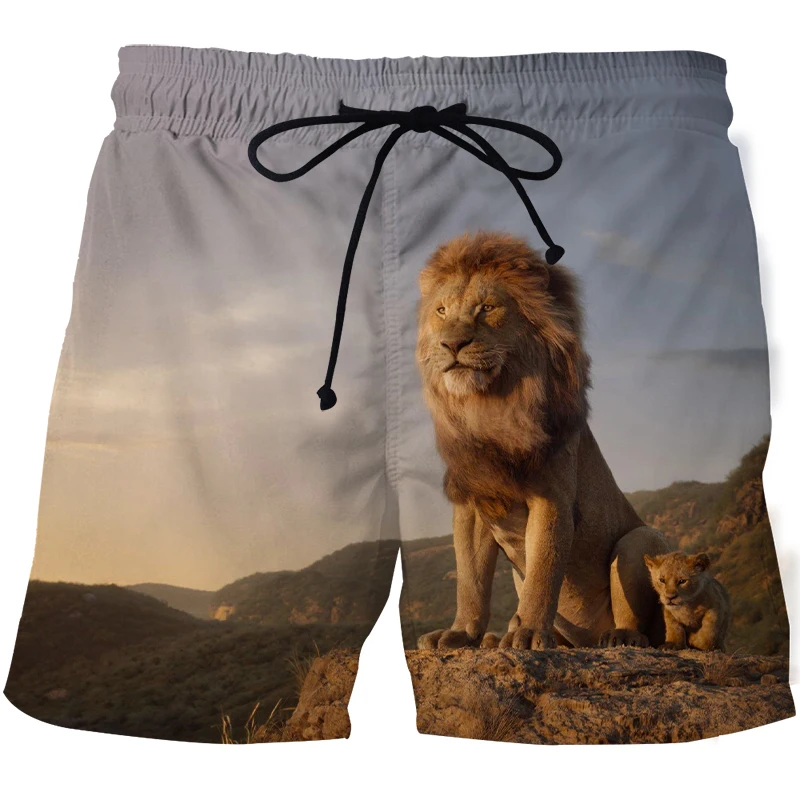 Летние Для мужчин Пляжные шорты Плавание Спортивные штаны с принтом обезьяна/Лев