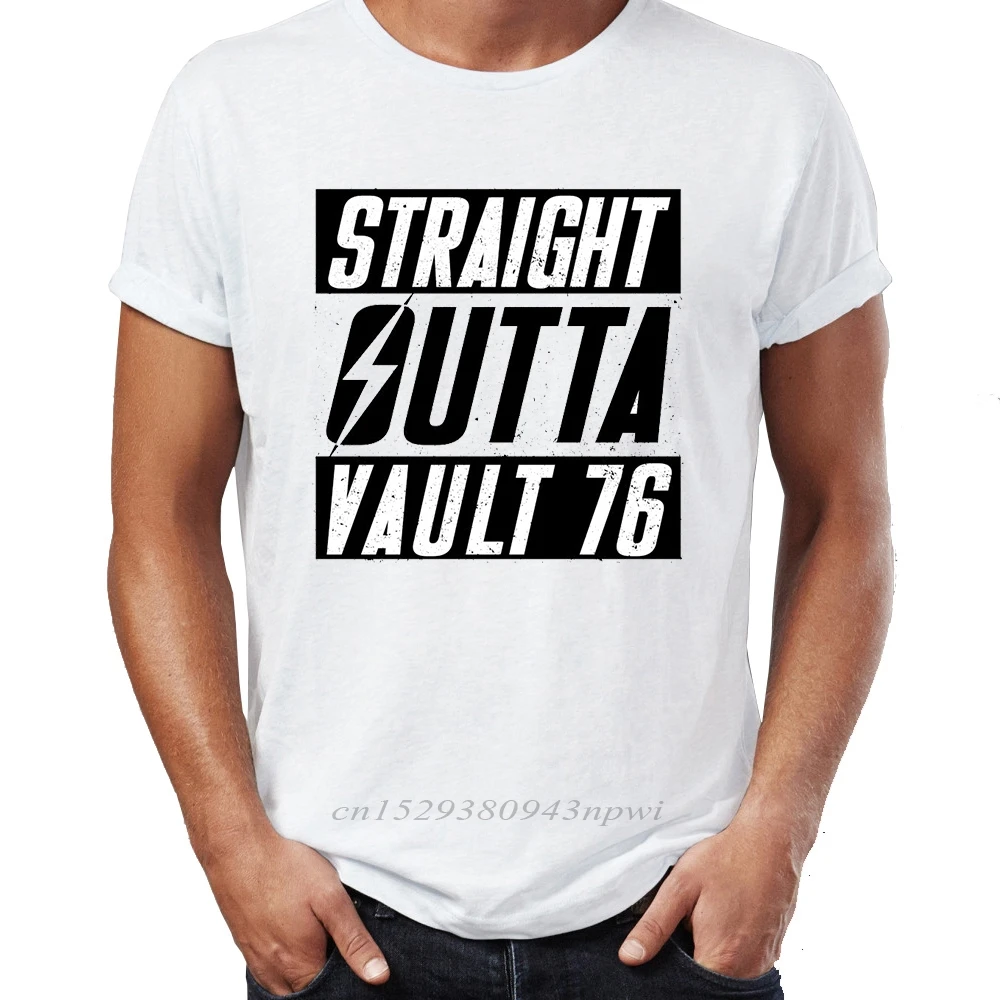 Фирменная Новинка Для мужчин футболки 100% хлопок Straight Outta хранилище 76 Фоллаут