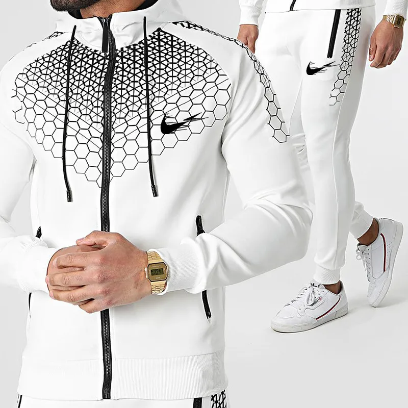 

Luxury brand men's sportswear autumn and winter new fashion trend zipper Hoodie + pants 2-piece men's leisure sportswear3