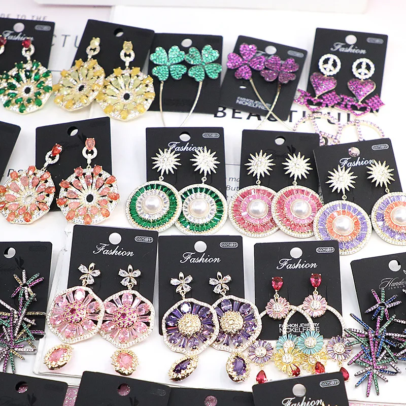 

Exaggerated personality flower crystal earrings 210318-38