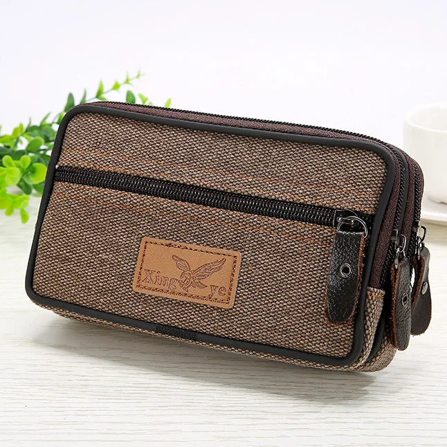 Фото Fanny Pack Мобильный телефон сумка на молнии из льняной ткани мужской кошелек Fanny Pack Мобильный телефон сумка на молнии из льняной ткани мужской кошелек