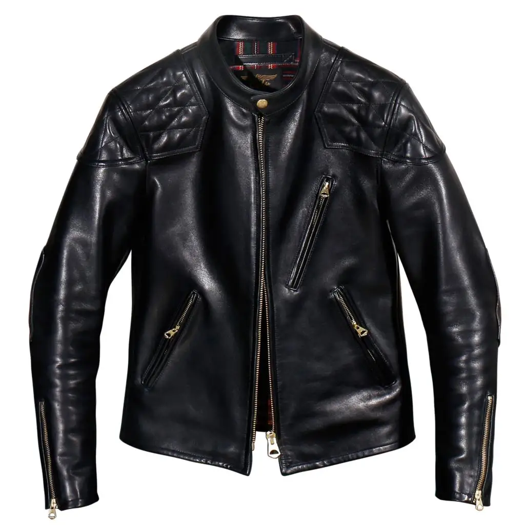 Винтажная байкерская куртка из натуральной кожи с изображением лошади - купить