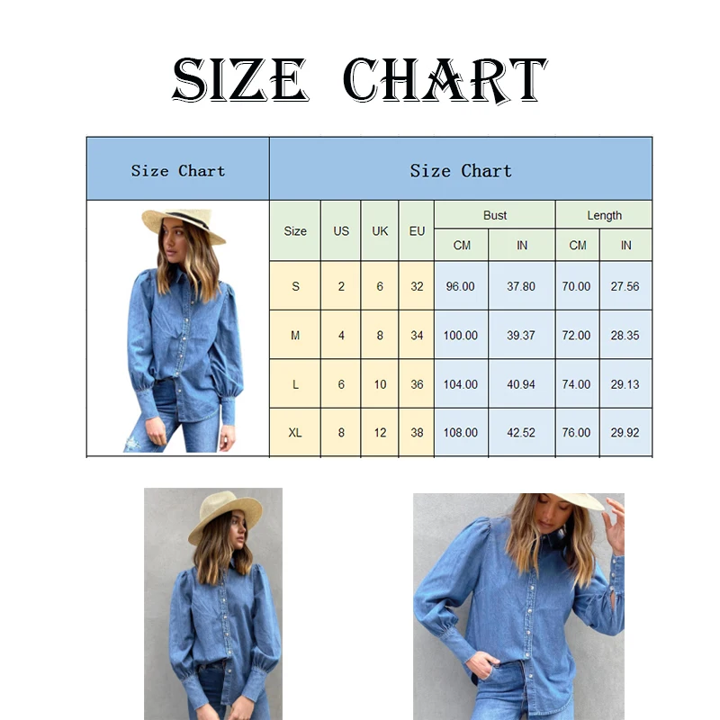 

Blue Button Shirts Women Long Sleeve Tops Leisure Denim Shirt Boyfriend Style Streetwear Patchwork Blouse Fall Aesthetic Clothes