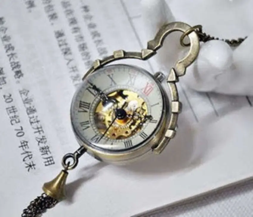

WORK CHINESE OLD BRASS GLASS POCKET WATCH BALL CLOCK