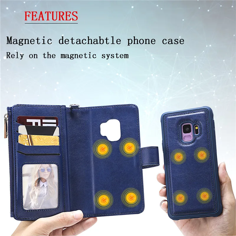 Магнитный кожаный чехол для Samsung S21 Ultra S20 FE S9 S8 S10 Plus Coque Hoesje чехол-бумажник карт Galaxy