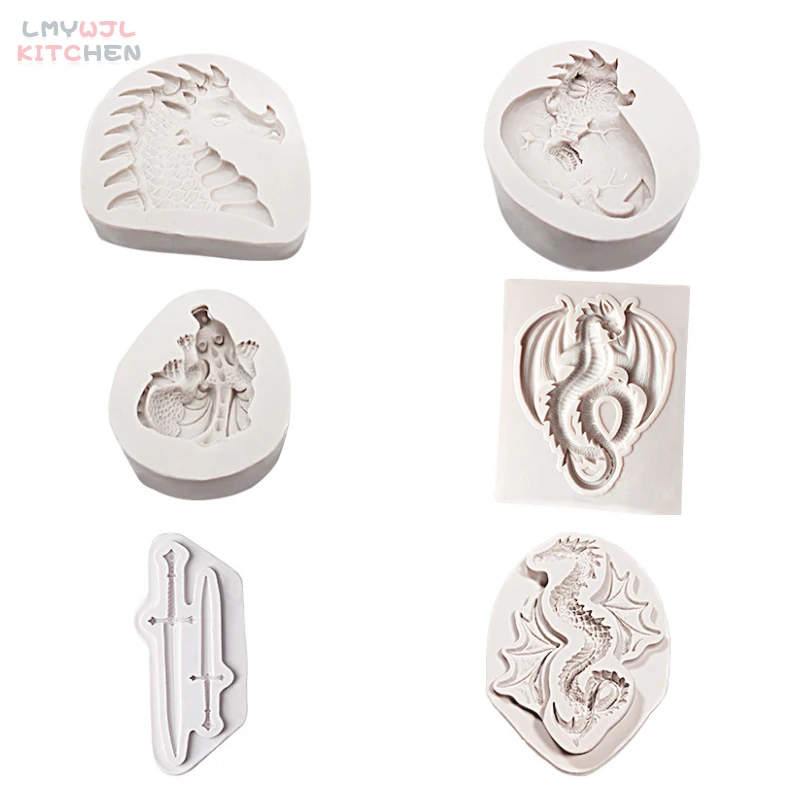

8 Models/dinosaur Cake Decoration Mold DIY Chocolate Fudge Cake Silicone Mold Baking Accessories Handicraft Epoxy Resin Mold