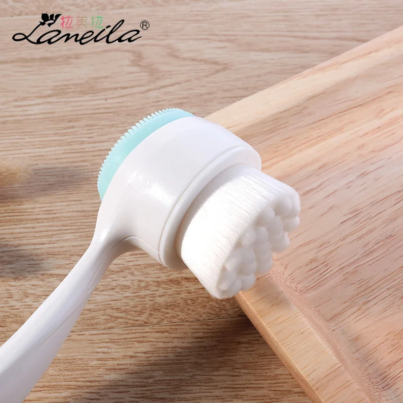 

Double-Sided Double-Effect Facial Brush Silicone Gel Cleansing System Deep Cleaning Manual Soft Bristle Facial Brush C0350