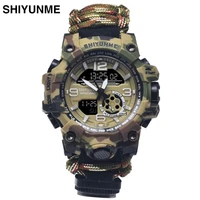 shiyunme mens camouflage military watch waterproof compass chronograph electronic outdoor sports watch male relogios masculino