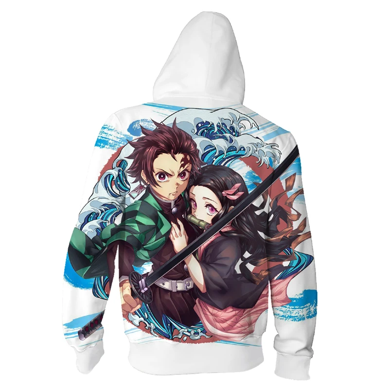 Аниме Demon Slayer: Kimetsu no Yaiba; толстовка для косплея Kamado Tanjiro Zenitsu с принтом; толстовки на молнии; толстовки; пальто с капюшоном; куртка