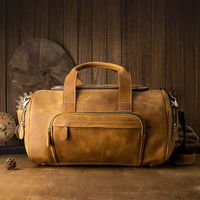 original large capacity crazy horse leather travel bag mens cowhide retro business travel luggage bag leather shoulder portable