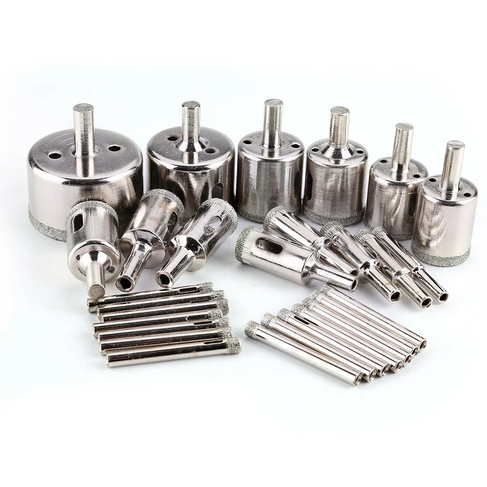 

Granite Drill Bits Nickel Plated Steel 28Pcs Diamond Hole Saw Tile Glass