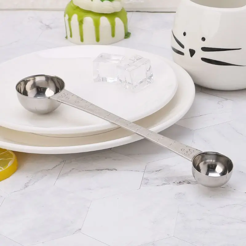Мерная ложка с двойными концами из нержавеющей стали со шкалой кофейная столовая