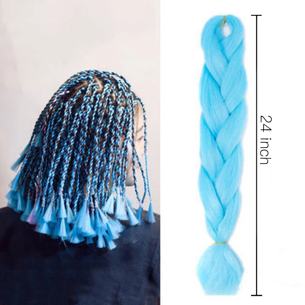 LiangMo 100 г 24 дюйма синтетические одноцветные розовые Светящиеся Волосы Омбре для