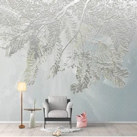 milofi custom 3d watercolor plant leaves large tv bedroom background wallpaper mural