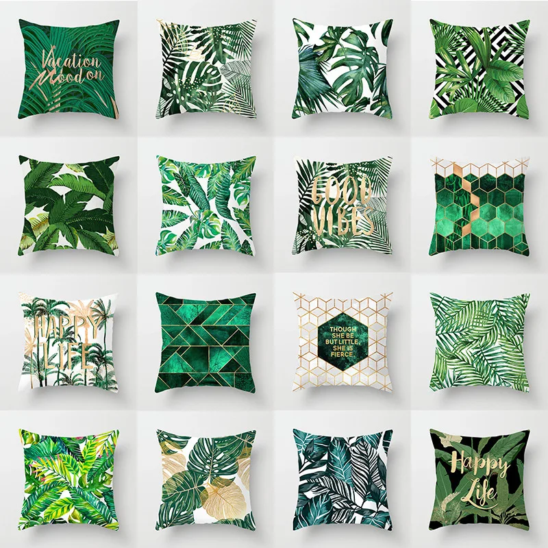 

Nordic Fashion Letters Printing Tropical Leaf Pillow Covers Federe Cuscini Divano Fundas De Cojines Para Sofas Pillows Decor