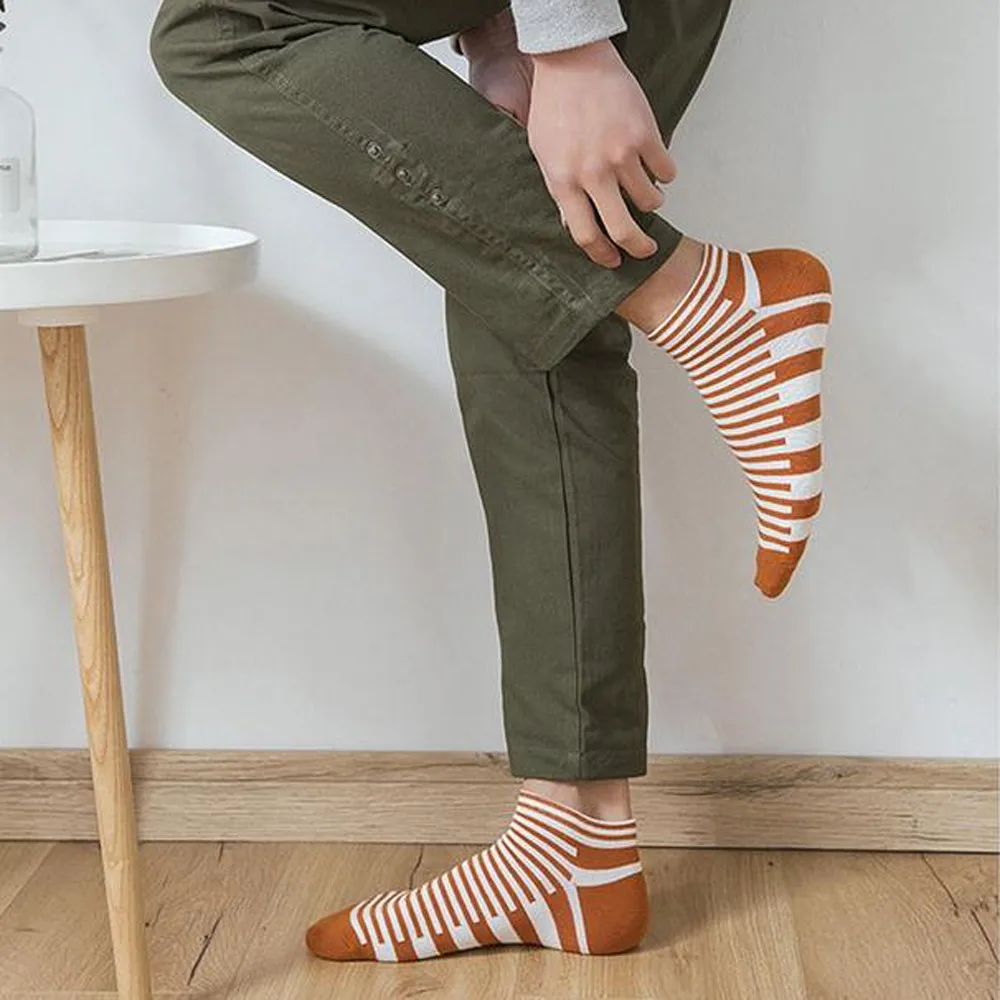 Модные Для мужчин удобные хлопковые носки на все сезоны в полоску с низким