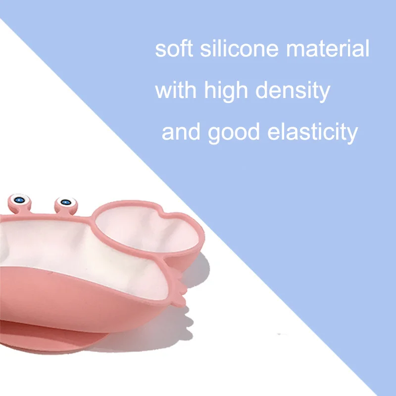 Посуда на присоске из силикона с нескользящей сеткой для детей мультяшный краб