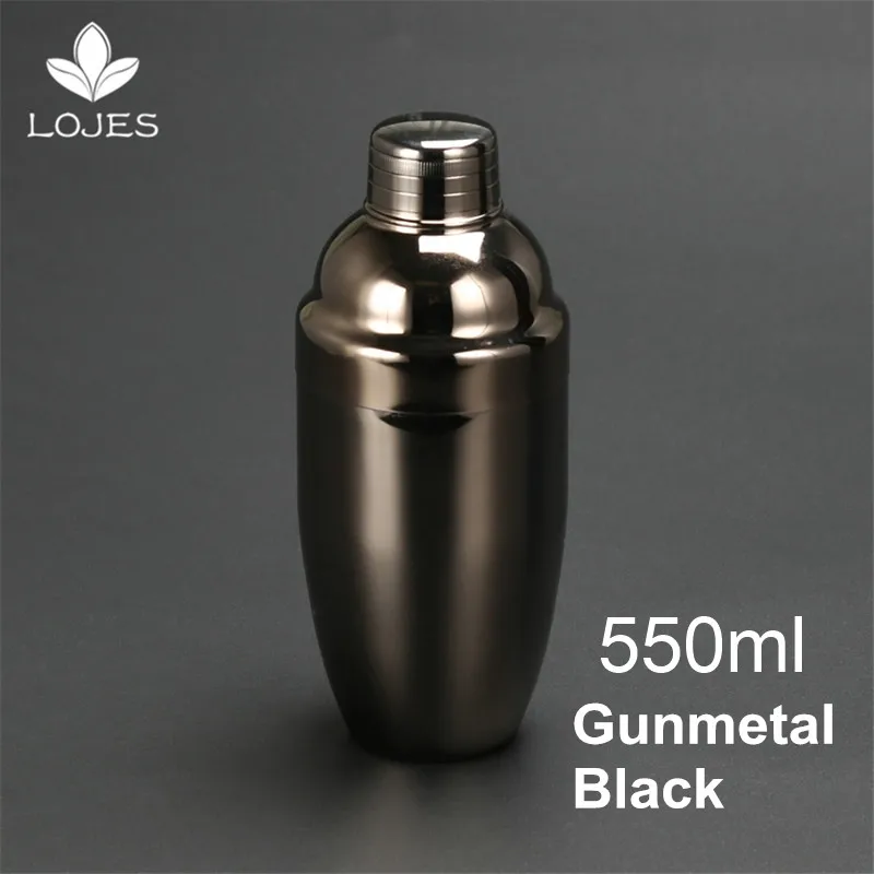 gunmetal black Горячая Распродажа, барная посуда, шейкер для коктейлей, Делюкс, 550 мл, нержавеющая сталь, бар, вино, Мартини, напиток, миксер, вечерние, бармен, инструмент - Цвет: gunmetal black