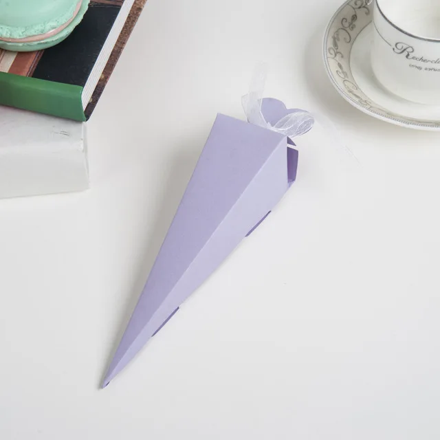 2 Милая многоцветная Свадебная коробка для конфет в форме конуса, Подарочная коробка для свадьбы - Цвет: 2