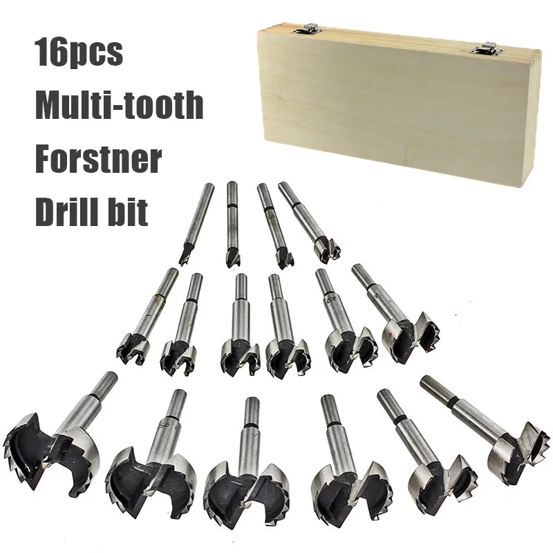 15-16PCS/Set 6-54mm Multi-tooth Forstner Boring Drill Bits Kit Woodworking Self Centering Hole Saw Wood Cutter Tools Set