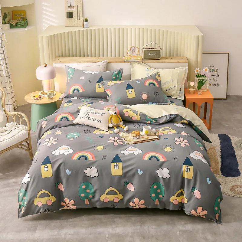 

Happy Time Bedding Set Fashion Double Design Skin-Friend Cotton Fabric Quilt Cover Sheet Pillowcases Enjoy Soft Night Oceania
