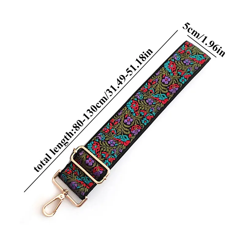 

New Thicken Color Women's Bag Accessories Flower Print Adjustable Shoulder Strap Diy Crossbody Bag Strap Belt Handle 5cm Wide